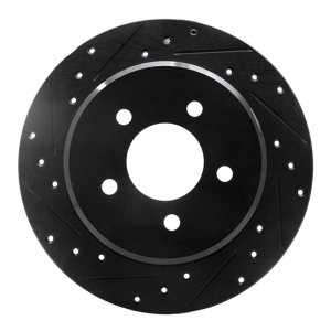 Chrysler Town & Country Brake Rotor (1) - Rear Left - R1 Concepts - Drilled & Slotted - Black - `97-`07